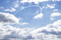 Russian planes at airshow making figures in the sky, heart in the sky, loop Royalty Free Stock Photo