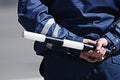 Russian police back stick policeman