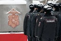 Russian police in winter street