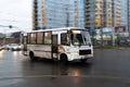 russian public bus in motion blur