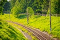 Russian railway. Summer railway. Rails and sleepers