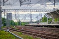 Russian railway. Summer railway. Rails and sleepers