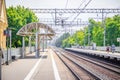 Russian railway. Summer railway. Rails and sleepers