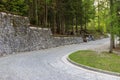 The Russian Road near the Russian Chapel on the Vrsic Pass, first world war memorial in the Slovenian Alps, Europe