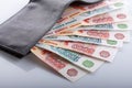 Russian rouble bills in black leather wallet Royalty Free Stock Photo