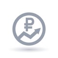 Russian Ruble arrow icon - Russia currency progress symbol