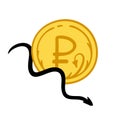 The Russian ruble growth and fall chart. Russian currency on a white background. Vector illustration of a doodle. Royalty Free Stock Photo