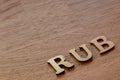 ruble word concept made of wooden letters rub on wooden background