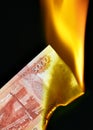 Russian rubles on fire