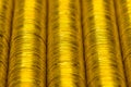 Russian rubles stack of metal gold coins background Royalty Free Stock Photo