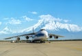 Russian Ruslan cargo plane at the airport of Yerevan Armenia, March 2015