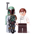 RUSSIAN, SAMARA, JANUARY 16, 2019 Constructor Lego Star Wars. Boba Fett Bounty Hunter and Han Solo Royalty Free Stock Photo