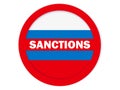 Russian sanctions and stop, sign warning, political forbidden pressure
