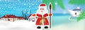 Russian Santa Claus or Father Frost invites from winter to summer to celebrate Christmas on the beach. New Year cruis. Vector Royalty Free Stock Photo