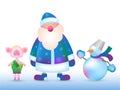 Russian Santa Claus, Snowman, Piggy