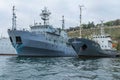 Russian ships of the Black Sea Fleet in the port of Sevastopol Royalty Free Stock Photo