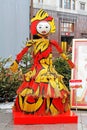 Russian Shrovetide doll made of brooms as art object at Russian national festival `Shrove` on Manezhnaya square in Moscow