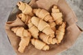 Russian slavic traditional pastry called roguelikes. Cakes bagels. Crispy croissants. Food on grey background, Closeup view Royalty Free Stock Photo