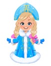 Happy New Year and Merry Christmas. Russian Snegurochka Snow Maiden.