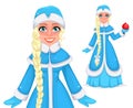 Russian Snegurochka Snow Maiden, two poses Royalty Free Stock Photo