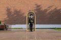 Russian soldier on guard in the Moscow Kremlin. Honor guard near the tomb of the unknown soldier. The dress uniform of the Russian Royalty Free Stock Photo