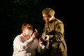 Russian soldiers - male officer shaves.