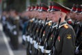 Russian soldiers at the parade repetition Royalty Free Stock Photo