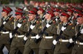 Russian soldiers at the parade repetition Royalty Free Stock Photo