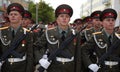 Russian soldiers at the parade repetition