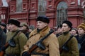Russian soldiers prepare to parade in Red Square in Moscow.