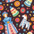 Russian souvenir toys seamless pattern