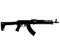 Russian, Soviet fully automatic machine gun 74m ak74m aksu 74 aks 74 aks 74u aks74 ak 47.Silhouette Royalty Free Stock Photo