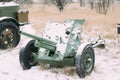 Russian Soviet 45mm Anti-tank Gun. It Was The Main Anti-tank Weapon Of Red Army Artillery Units In World War WW II