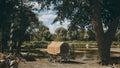 Russian Soviet World War Ii Peasant Cart On River Bank. Wwii Equipment Of Red Army. Historical Re-enactment