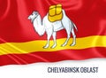 Russian state Chelyabinsk Oblast flag waving on an isolated whit