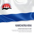 Russian state Kamchatka Krai flag waving on an isolated white ba