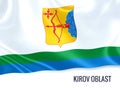 Russian state Kirov Oblast flag waving on an isolated white back