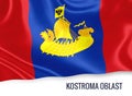 Russian state Kostroma Oblast flag waving on an isolated white b