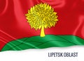 Russian state Lipetsk Oblast flag waving on an isolated white ba