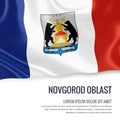 Russian state Novgorod Oblast flag waving on an isolated white b