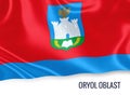 Russian state Oryol Oblast flag waving on an isolated white back