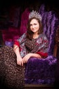 Russian queen sitting on throne. Fairy tale