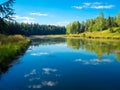 Russian summer landscape with lake and forest Royalty Free Stock Photo