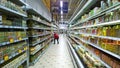 Russian Supermarket - one of largest players of retail industry in Russia. Self-service shop. Variety products on store shelves.