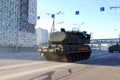 The Russian Surface-to-air Missile Missile System STAMMS Buk-M2 goes on city streets.