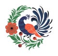 Russian symbol is a peacock in flowers