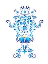 Russian symbol samovar made in style gzhel. Vector illustration