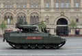 Russian tank support vehicle BMPT `Terminator` at the military parade in honor of victory Day in Moscow