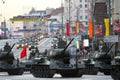 Russian tanks roll down Tverskaya street