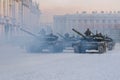 Russian tanks T-72B3 on Palace Square